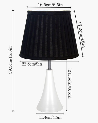 Farmhouse Matt Table Lamp for Bedroom, White Modern Bedside Lamps for Living Room, Rustic Table Light for Night Stands, Dorm, Office, Home Décor Fabric Shade, E27 holder, Inverto, Iris Cone