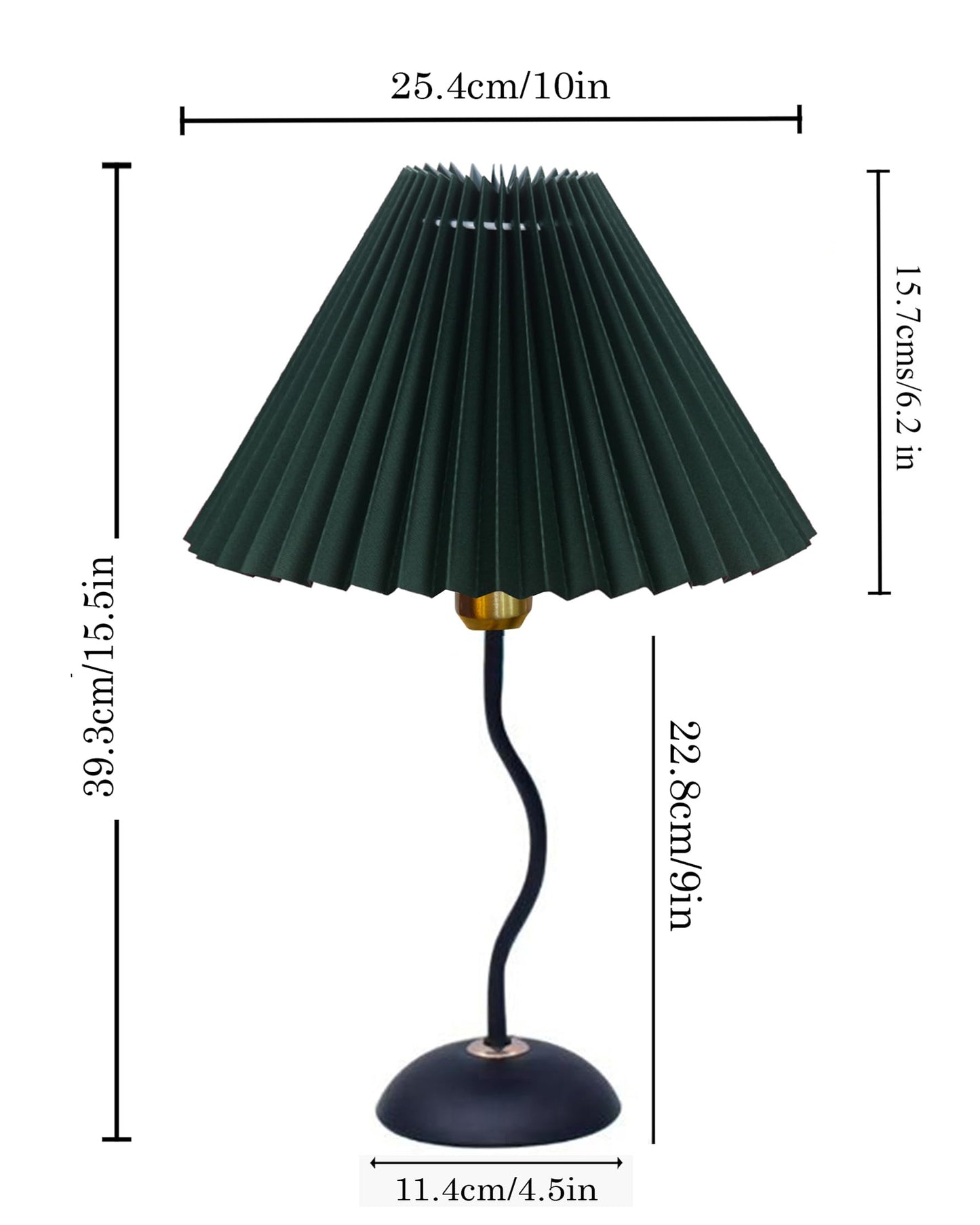 Homesake® Matt Black Twister Small Table Lamp, Modern Bedside Nightstand, Lamps | Desk Accessories | Metal Base for Bedroom, Home Office, Living Room, Kids Dorm, E27 Holder, Pleated