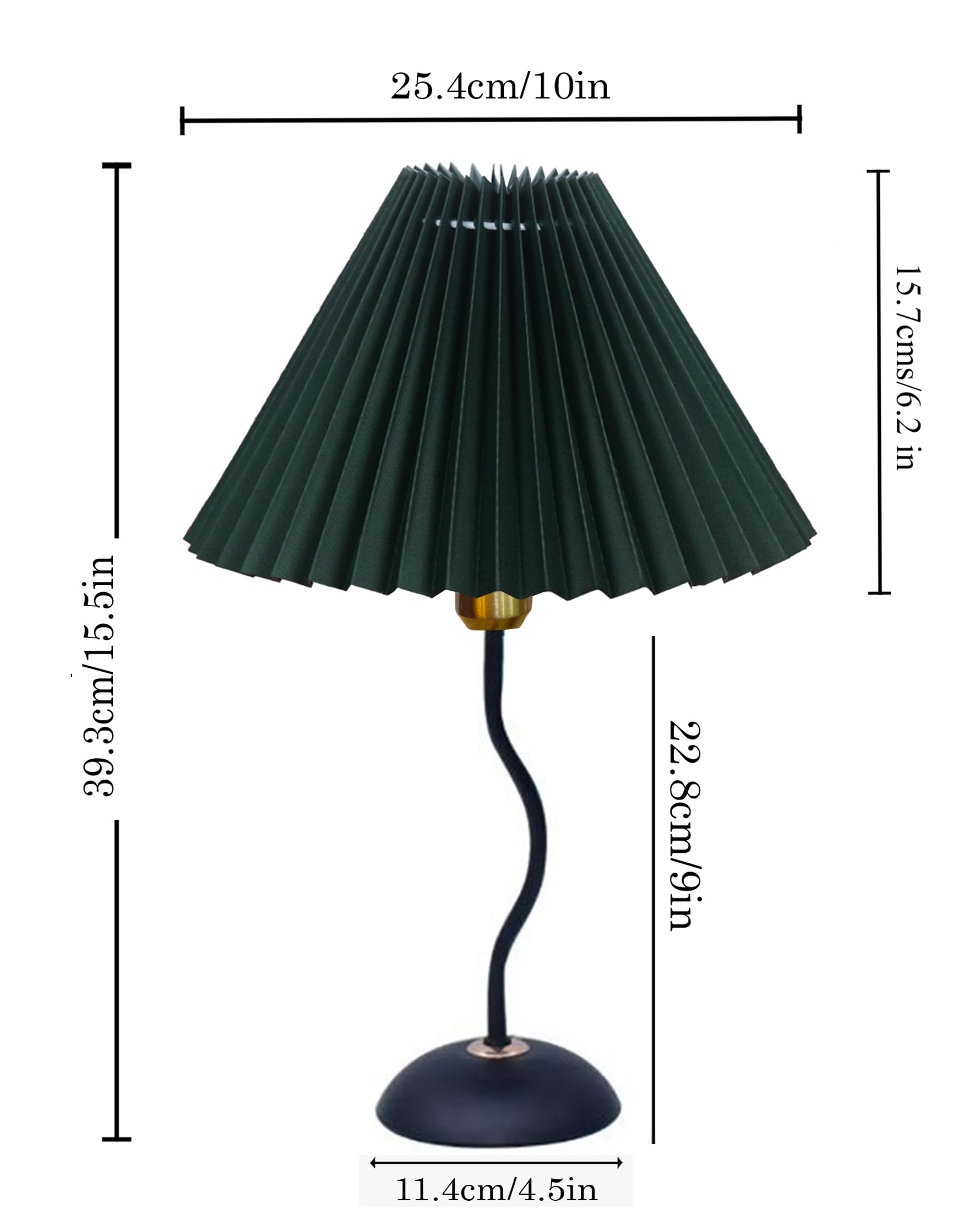 Homesake® Matt Black Twister Small Table Lamp, Modern Bedside Nightstand, Lamps | Desk Accessories | Metal Base for Bedroom, Home Office, Living Room, Kids Dorm, E27 Holder, Pleated