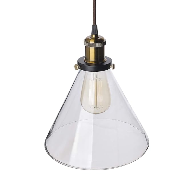 3-Lights Round Cluster Chandelier Modern Glass Cone Shaped Hanging Light, Antique Socket, E27 Holder, Decorative, Copper, URBAN Retro, Nordic Style