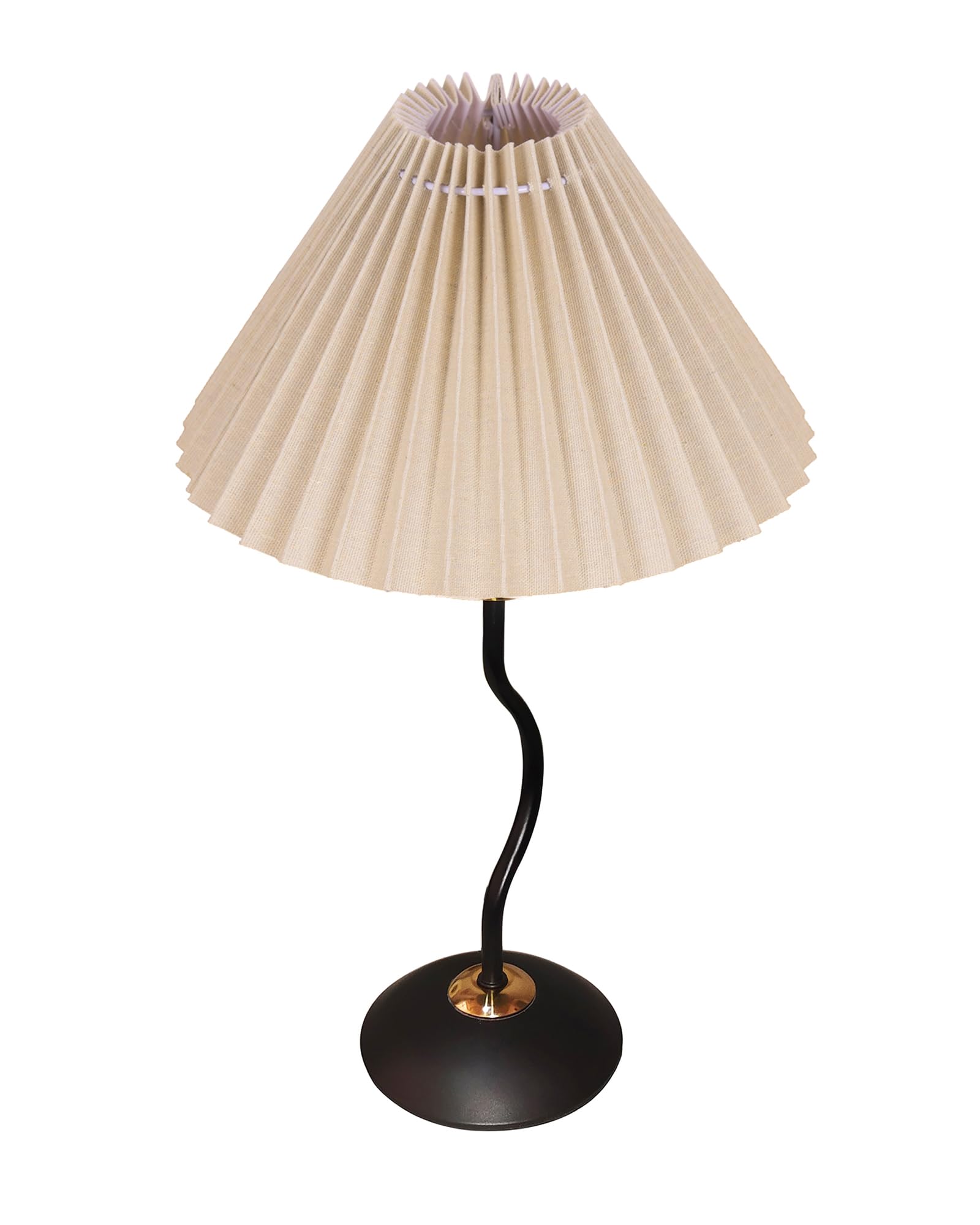 Homesake® Matt Black Twister Small Table Lamp, Modern Bedside Nightstand, Lamps | Desk Accessories | Metal Base for Bedroom, Home Office, Living Room, Kids Dorm, E27 Holder, Pleated