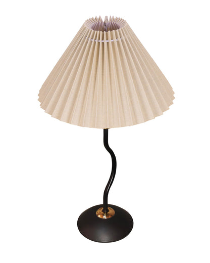 Homesake® Matt Black Twister Small Table Lamp, Modern Bedside Nightstand, Lamps | Desk Accessories | Metal Base for Bedroom, Home Office, Living Room, Kids Dorm, E27 Holder, Pleated