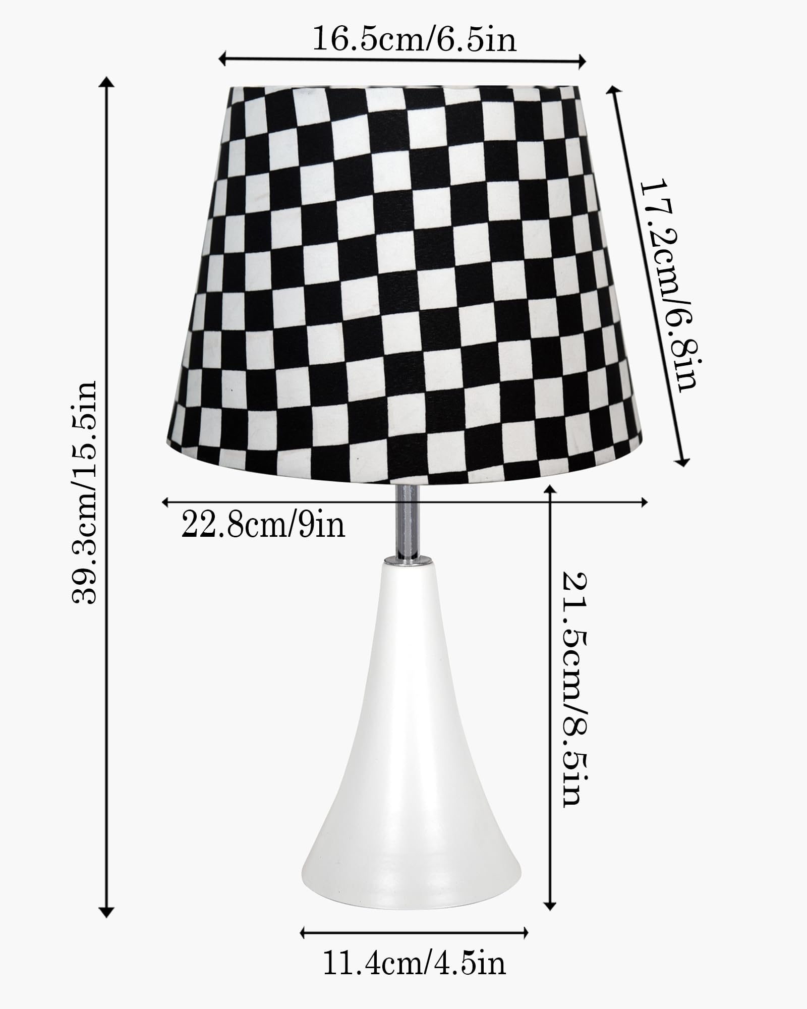Farmhouse Matt Table Lamp for Bedroom, White Modern Bedside Lamps for Living Room, Rustic Table Light for Night Stands, Dorm, Office, Home Décor Fabric Shade, E27 holder, Inverto, Iris Cone