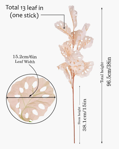 Homesake® Faux Long Monstera Leaf Stems, Set of 2 Artificial Branches with 5 Sticks Each, Pot Not Included, Decorative Plant for Vase, Tabletop, Living Room, Home Décor, Green