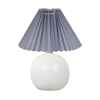 Bedside White Ceramic Table Lamp, Classic Desk lamp for Living Room Bedroom, Farmhouse Nightstand Lamps Round with Jute Pleated Shade