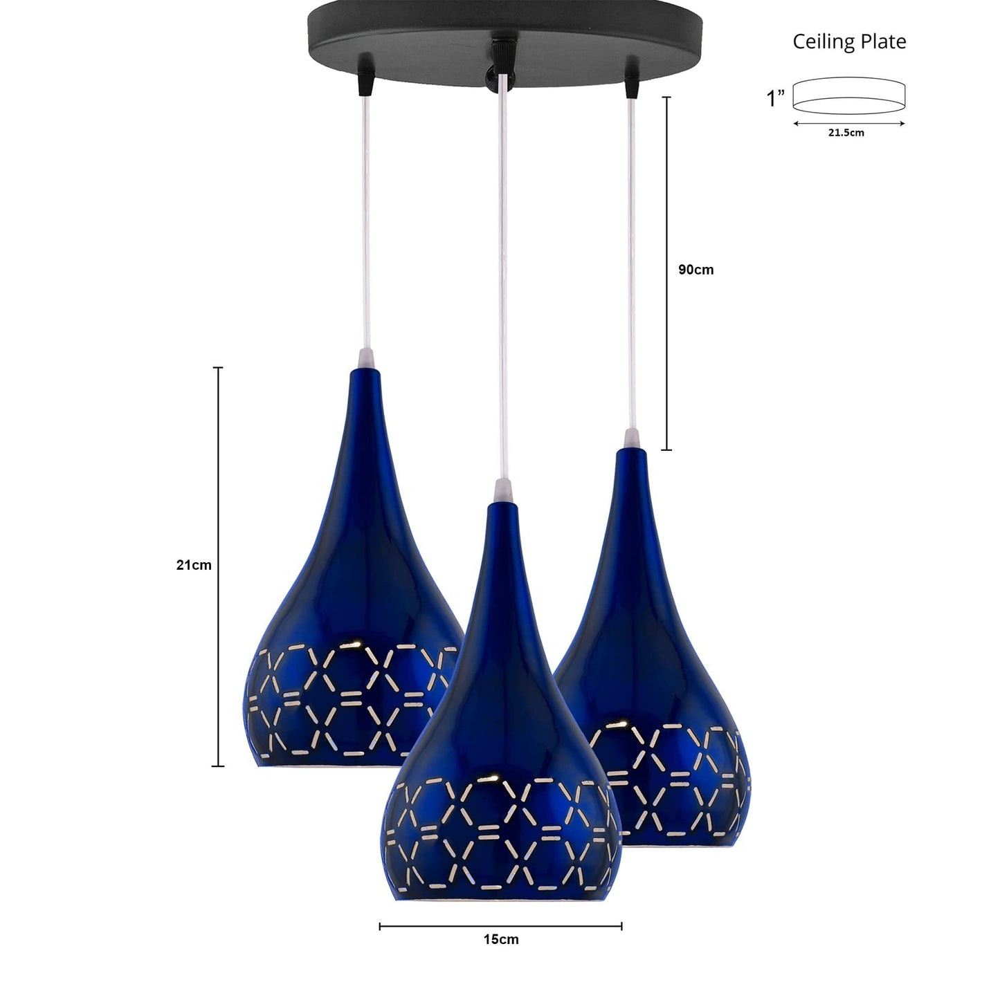 Homesake® 3-Lights Cluster With Glossy Spining Cross-Cut Hanging pendant Lamp, Ceiling Light, E27 Holder, Decorative, White, URBAN Retro, Nordic Style, LED/Filament ( 3-Lights Round)