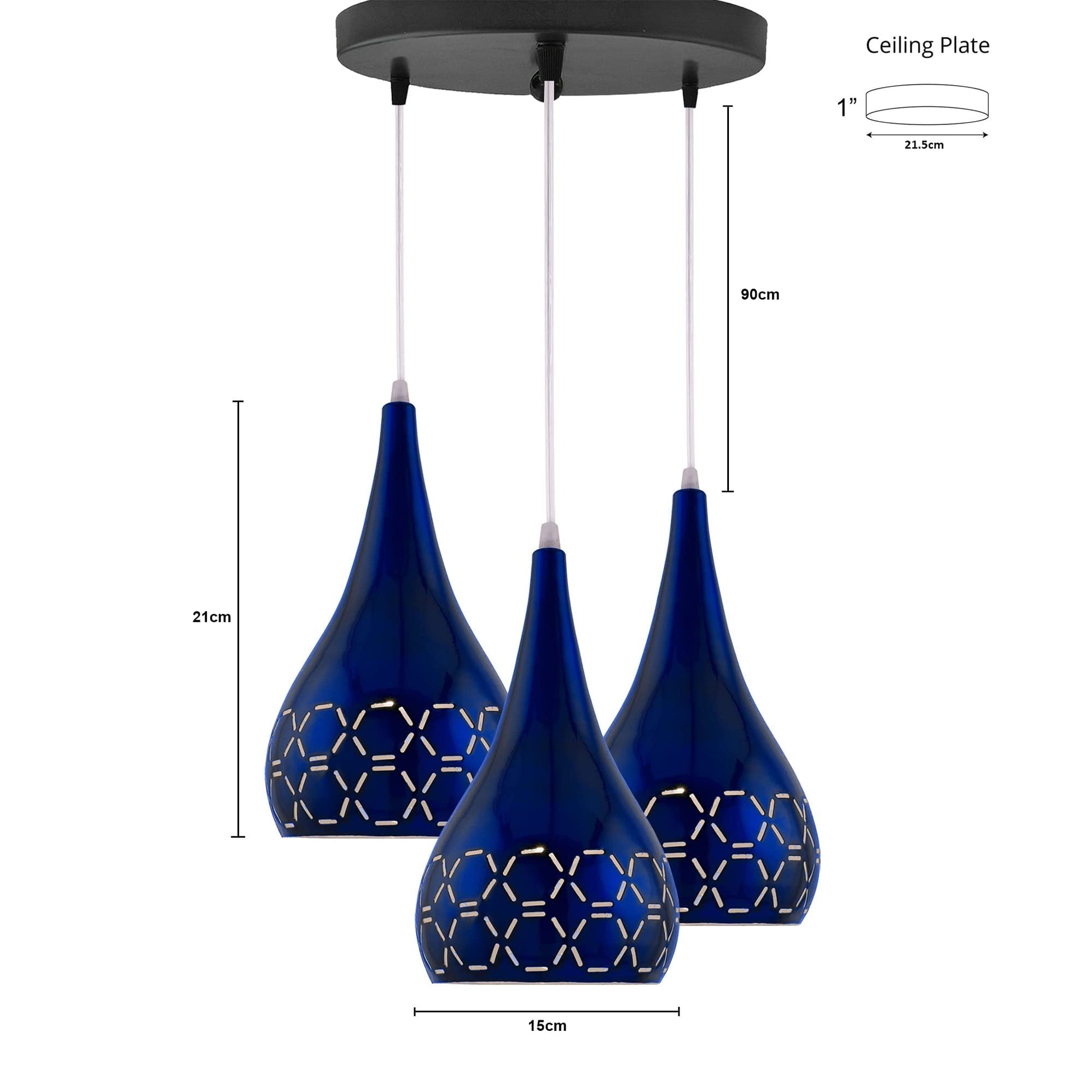 Homesake® 3-Lights Cluster With Glossy Spining Cross-Cut Hanging pendant Lamp, Ceiling Light, E27 Holder, Decorative, White, URBAN Retro, Nordic Style, LED/Filament ( 3-Lights Round)