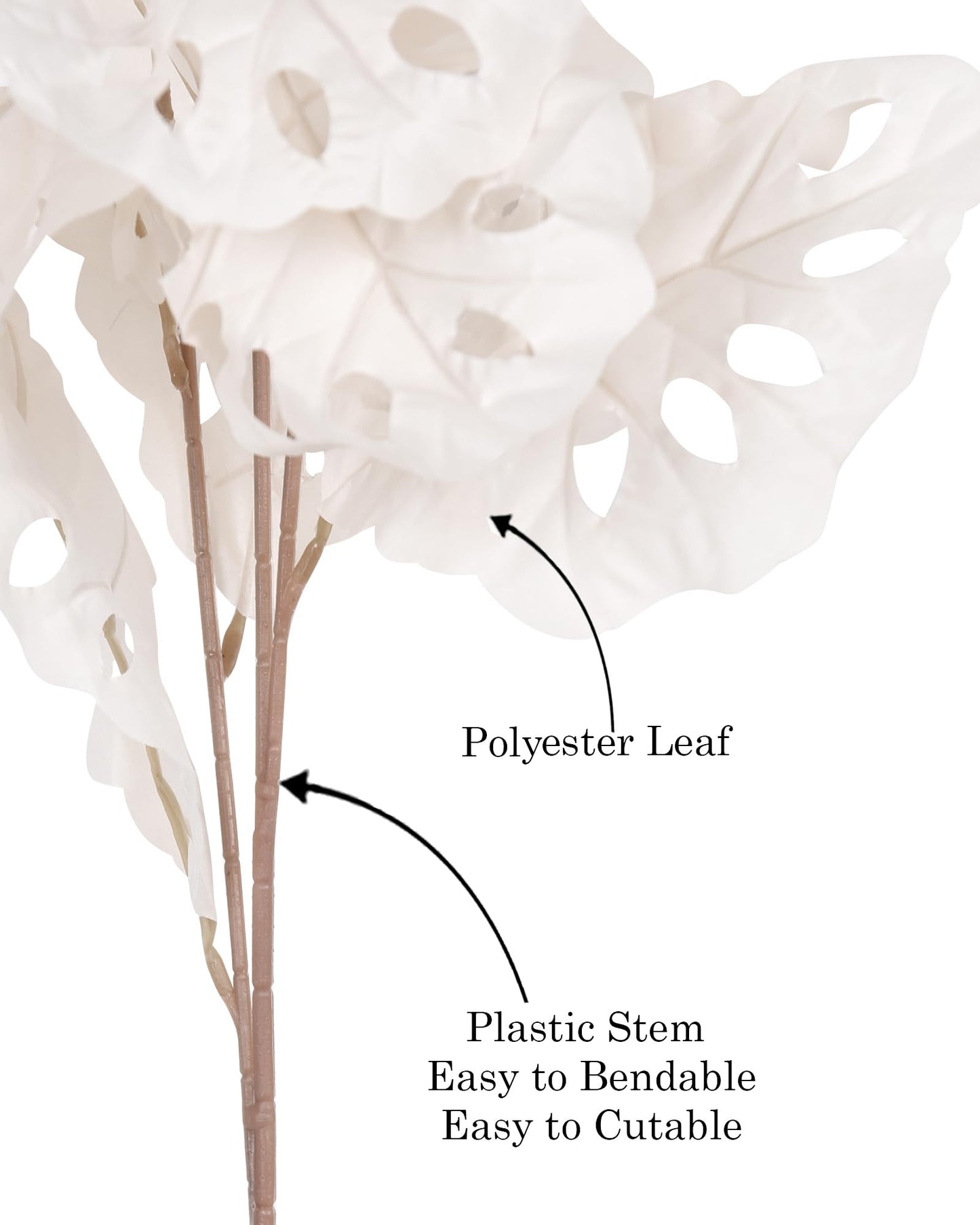 Homesake® Faux Long Monstera Leaf Stems, Set of 2 Artificial Branches with 5 Sticks Each, Pot Not Included, Decorative Plant for Vase, Tabletop, Living Room, Home Décor, Green