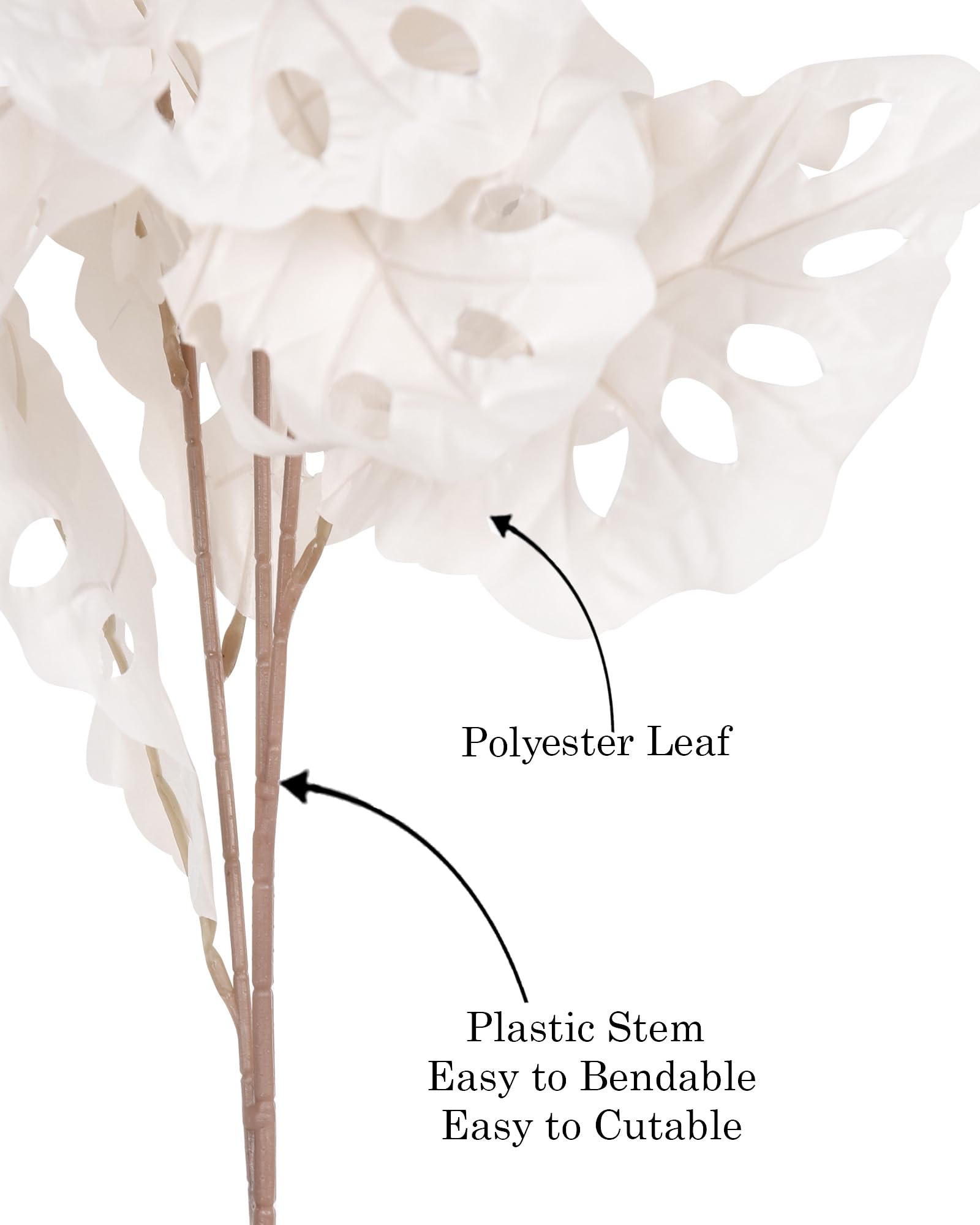 Homesake® Faux Long Monstera Leaf Stems, Set of 2 Artificial Branches with 5 Sticks Each, Pot Not Included, Decorative Plant for Vase, Tabletop, Living Room, Home Décor, Green