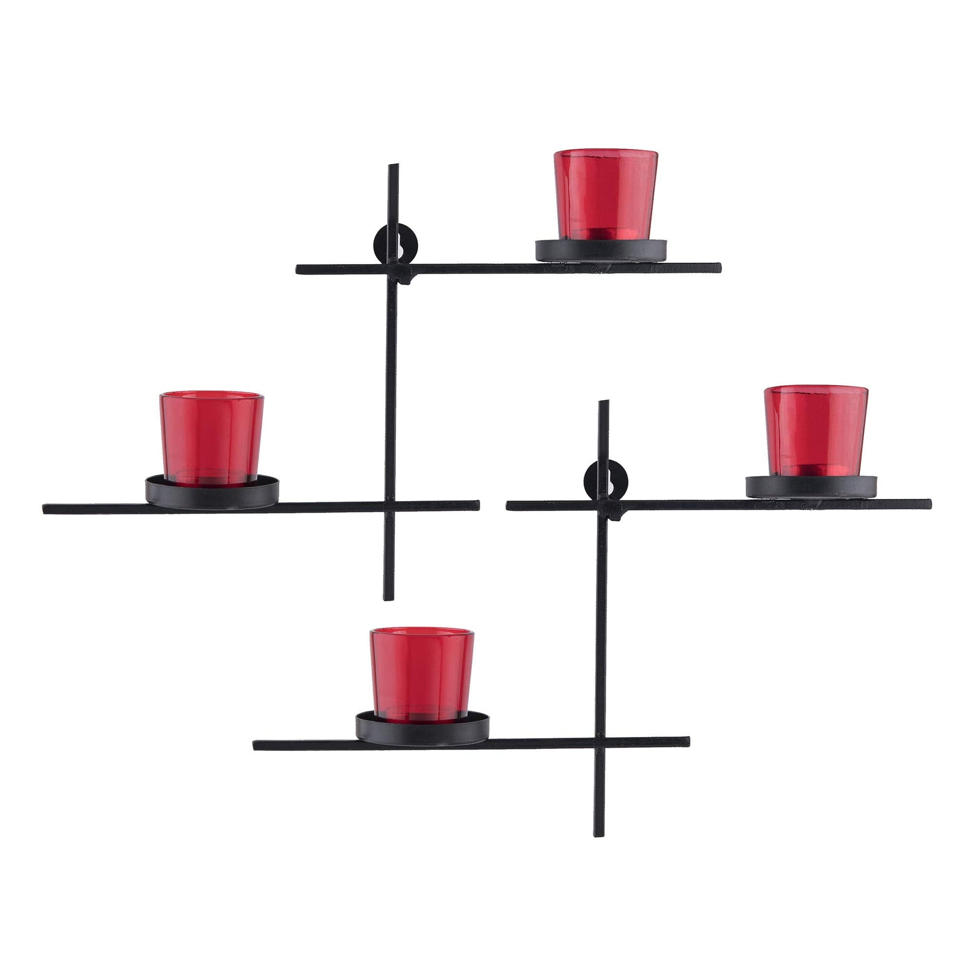 Homesake® Black Scorching Ladder with Pair of Votive Wall Hanging Candle Tealight Holder, Set of 2