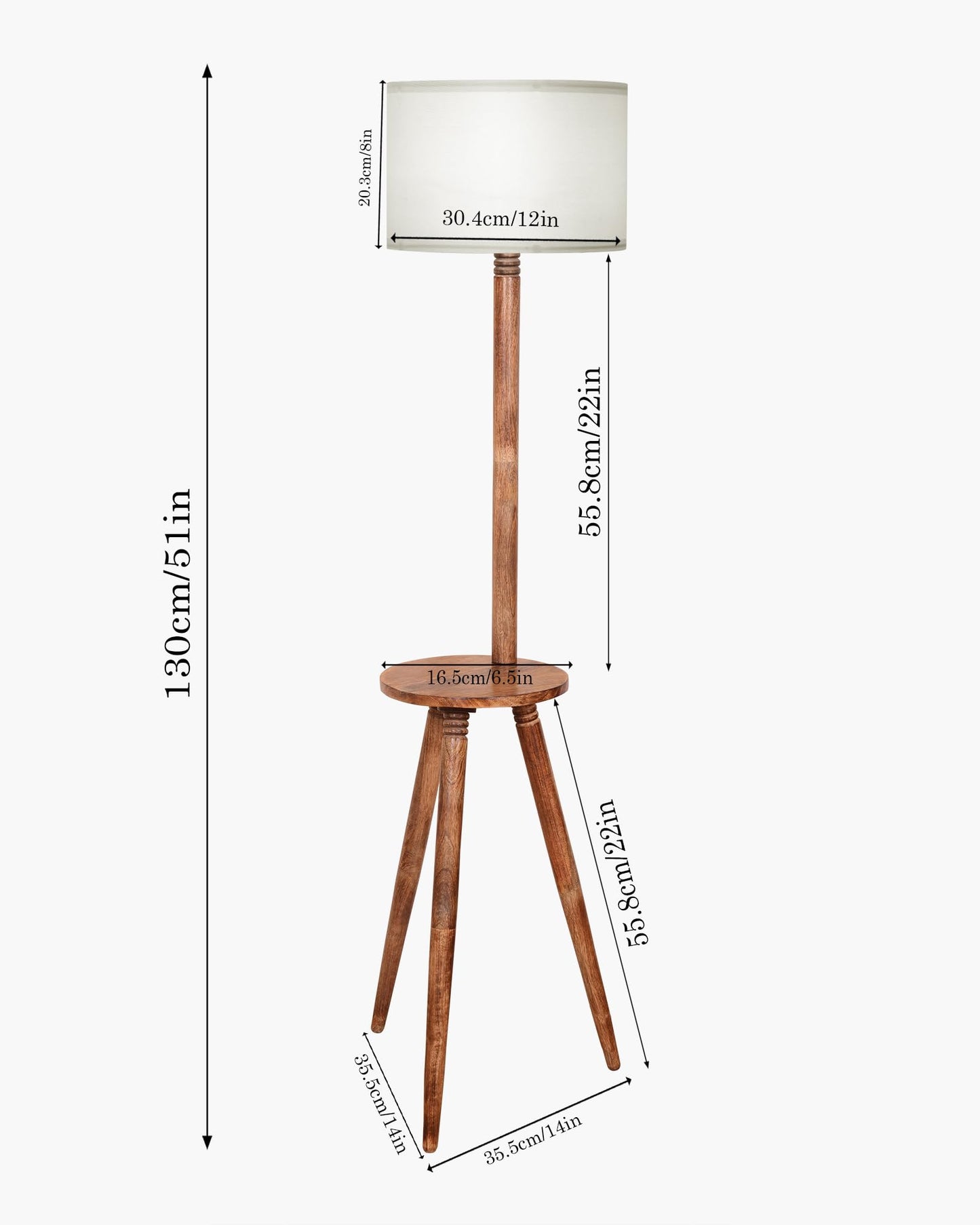 Table,Tripod Wooden Floor Lamp, Mid Century Standing Lamp, E27 Lamp Base, With Shade Modern Design Floor Reading Lamp for Living Room Bedroom, Study Room and Office