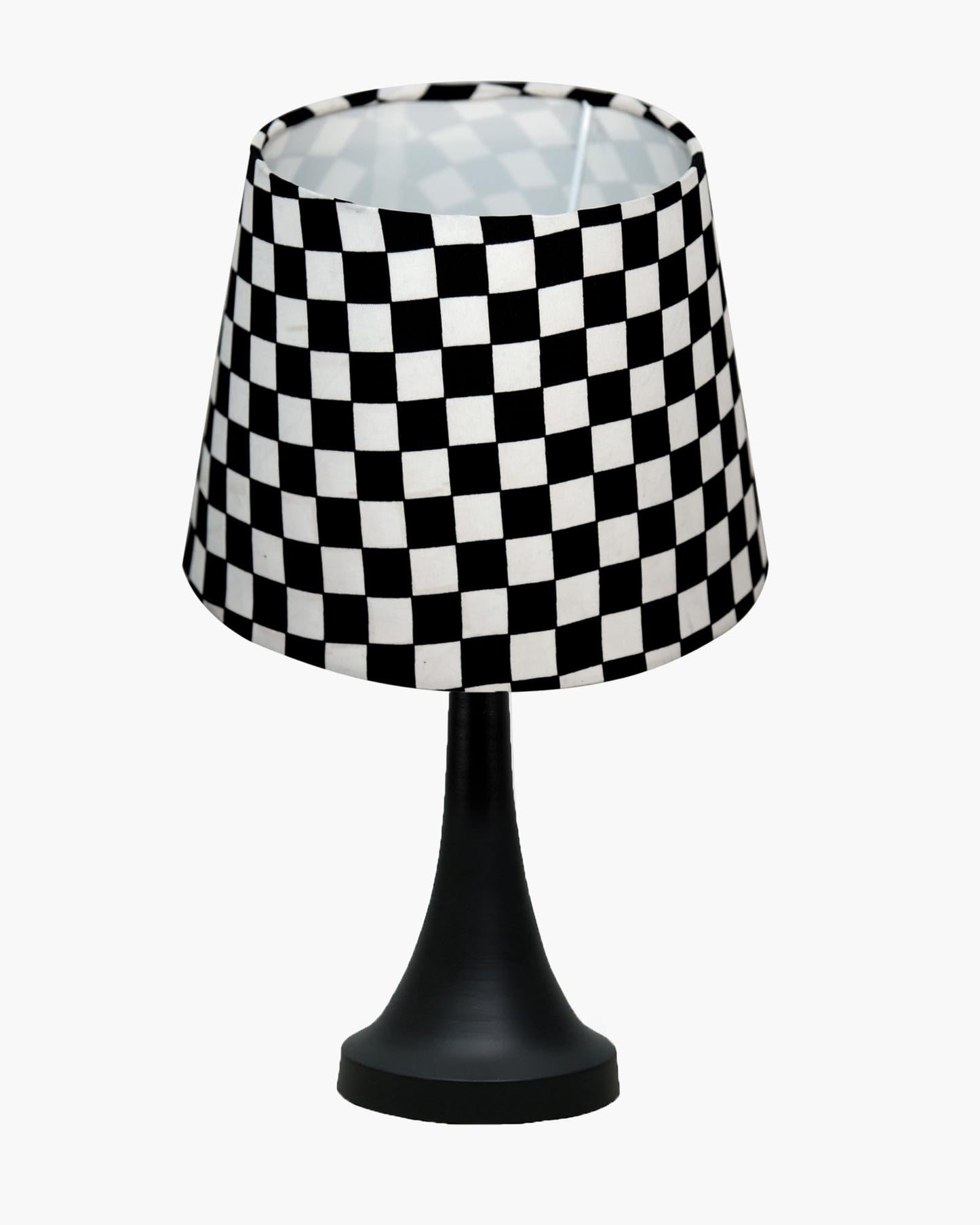 Bedside Black Metal Table Lamp with Fabric Shade, E27 holder, Cone, Pleated Jute Shade