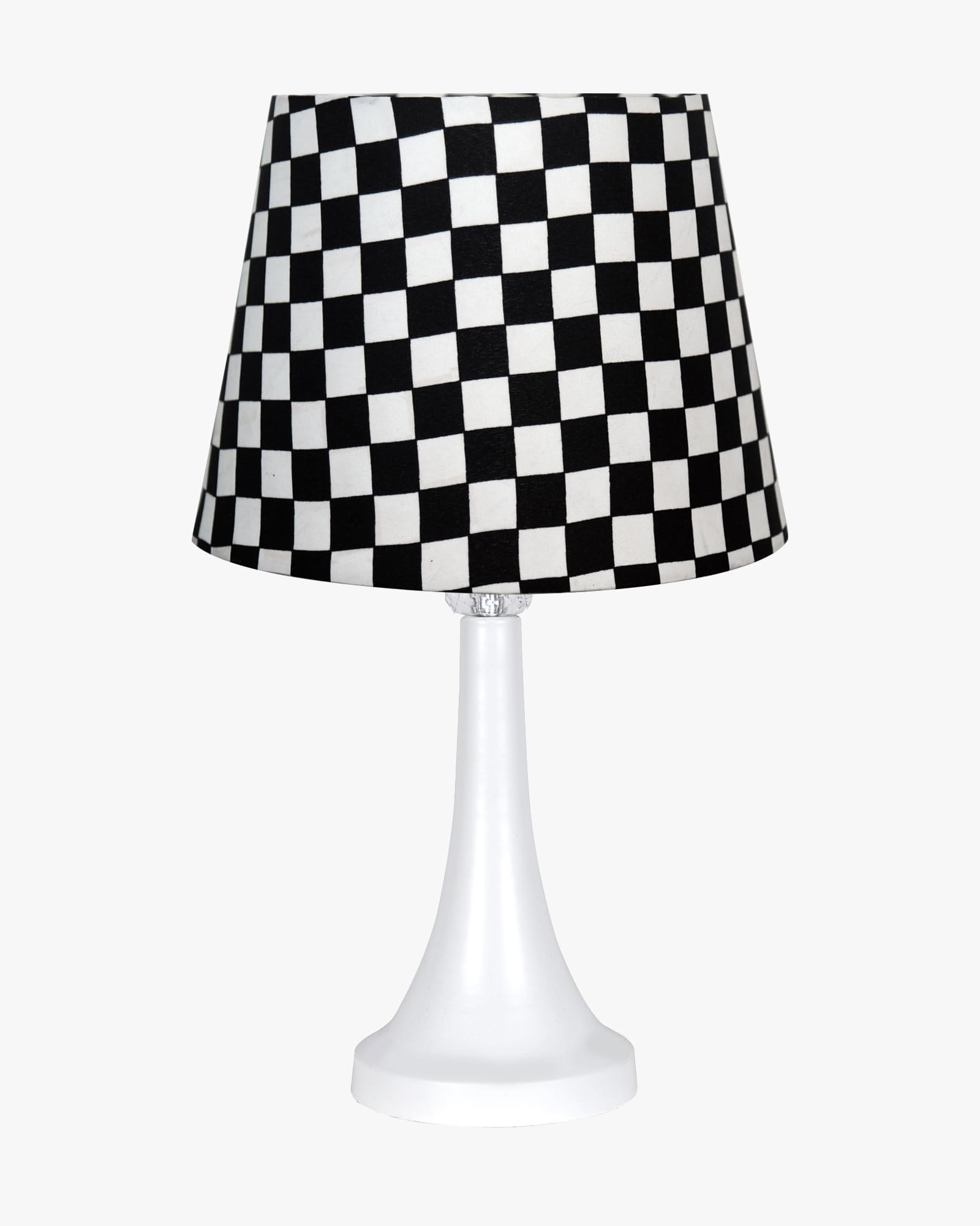 Farmhouse Matt Table Lamp for Bedroom, White Modern Bedside Lamps for Living Room, Rustic Table Light for Night Stands, Dorm, Office, Home Décor Fabric Shade, E27 holder, Cone, Iris Cone