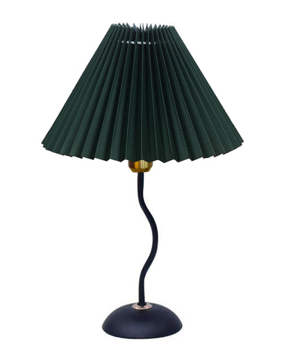 Homesake® Matt Black Twister Small Table Lamp, Modern Bedside Nightstand, Lamps | Desk Accessories | Metal Base for Bedroom, Home Office, Living Room, Kids Dorm, E27 Holder, Pleated
