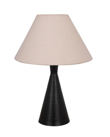 Bedside Table Lamp, Matt Black Metal Modern Lamp with Fabric Shade, Simple Side Lamp for Living Room,Bedroom,Home,Office Working, Black Cone, Turquoise Shade