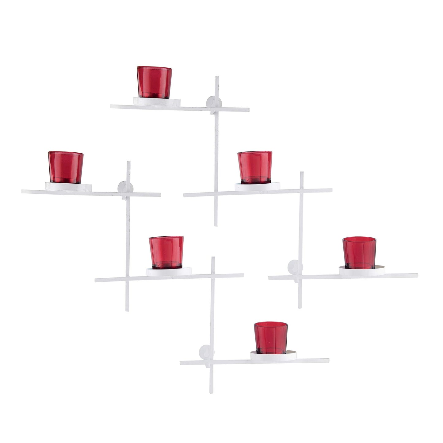 Homesake® White Scorching Ladder with Six Votive, Wall Hanging Candle Tealight Holder, Set of 2