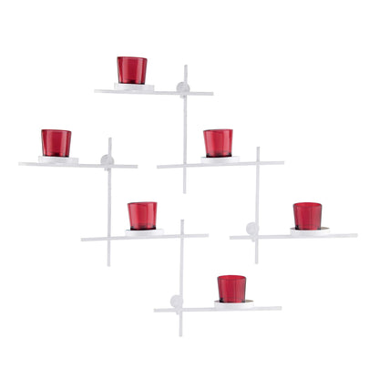 Homesake® White Scorching Ladder with Six Votive, Wall Hanging Candle Tealight Holder, Set of 2