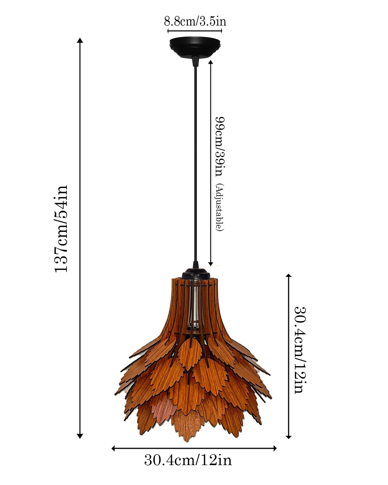 Homesake® Handcrafted Wooden Pendant lamp, Design Ceiling lamp,Hanging lamp Home decor Chandelier Light | E27 Bulb Included | Decoration for restaurants, Hotel, Home,Bedroom, Dining & Café