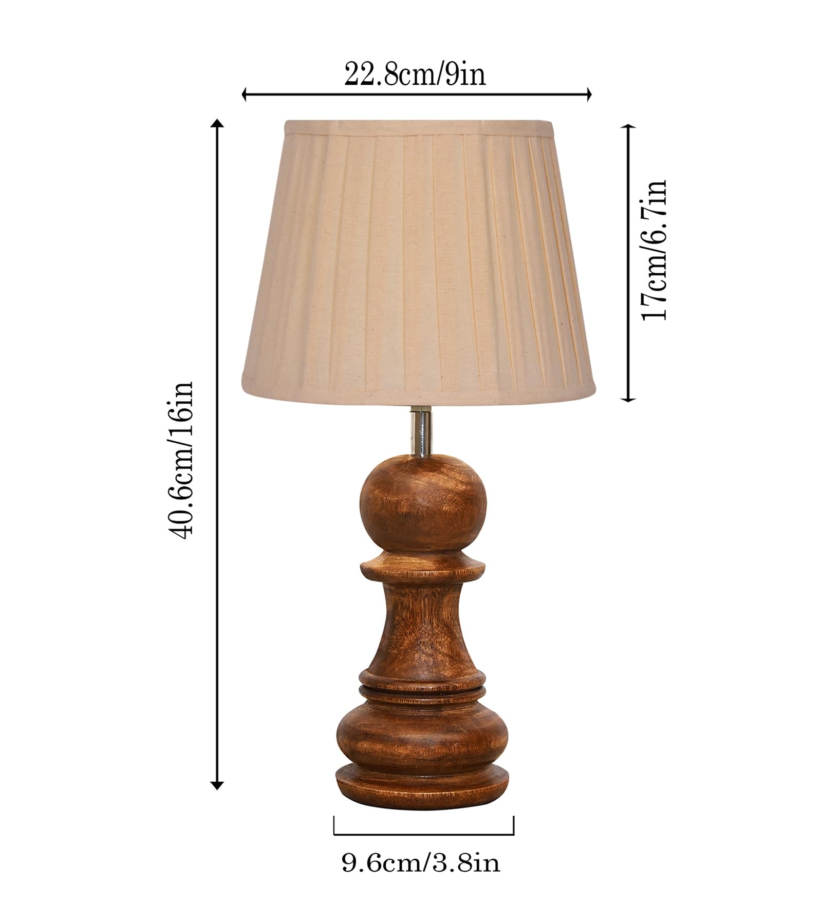 Chess Decorative Bedside Table Desk Lamp Linen Frilled Shade for Décor, Accent Light, Gameroom, Kids', Living Room, Bedroom, Handmade Wooden, Bishop