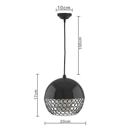 Matt black Crystal hanging globe light, ceiling light, Nordic E27 pendant