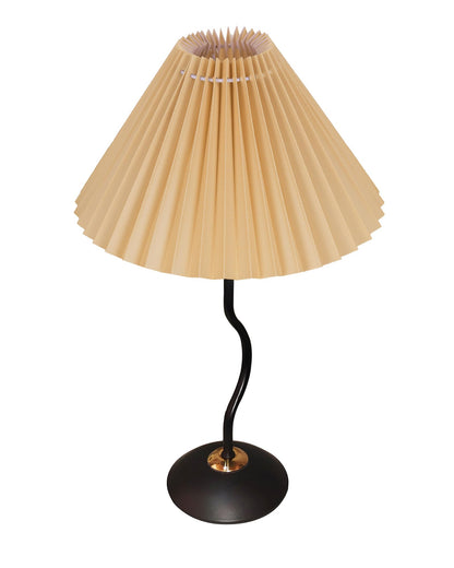 Homesake® Matt Black Twister Small Table Lamp, Modern Bedside Nightstand, Lamps | Desk Accessories | Metal Base for Bedroom, Home Office, Living Room, Kids Dorm, E27 Holder, Pleated