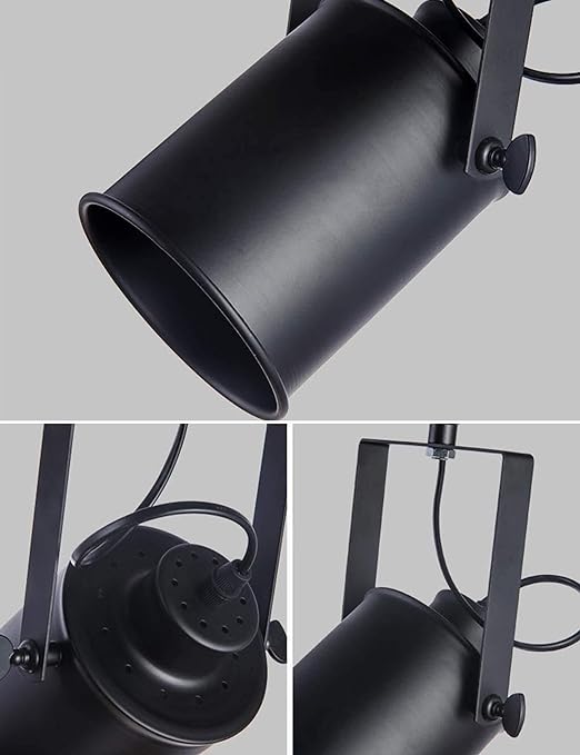 Industrial 4-Light Track Lighting Kit, Black Flush Mount Wall/Ceiling Spot Lights Fixture, Directional Ceiling Light for Kitchen,Dining Room, Living Room, Hallway, Bathroom, Cabinet