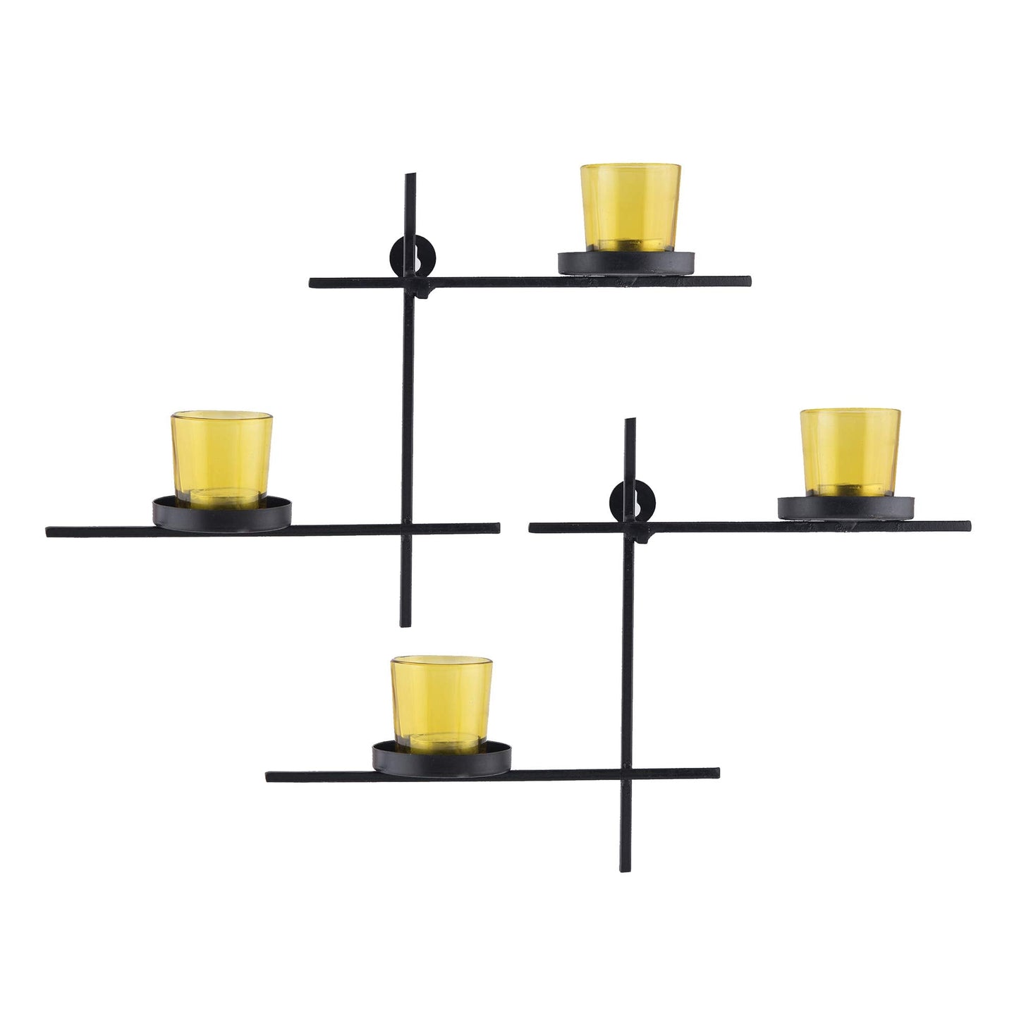 Homesake® Black Scorching Ladder with Pair of Votive Wall Hanging Candle Tealight Holder, Set of 2