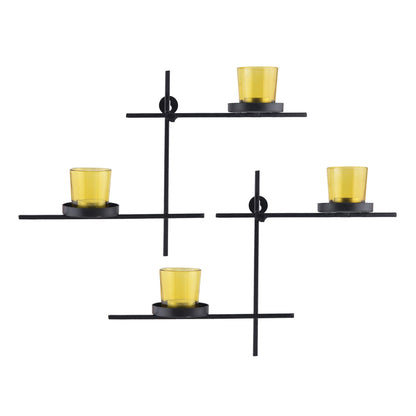 Homesake® Black Scorching Ladder with Pair of Votive Wall Hanging Candle Tealight Holder, Set of 2