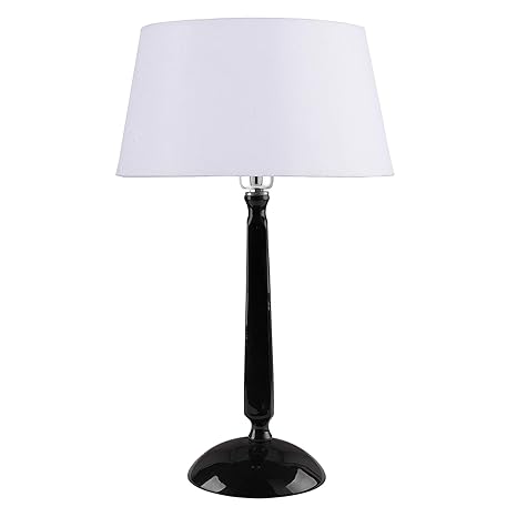 Glossy Black Cubist Aluminium Table Lamp With Drum Shade, Bedside, Living Room Study Lamp, Bulb Included