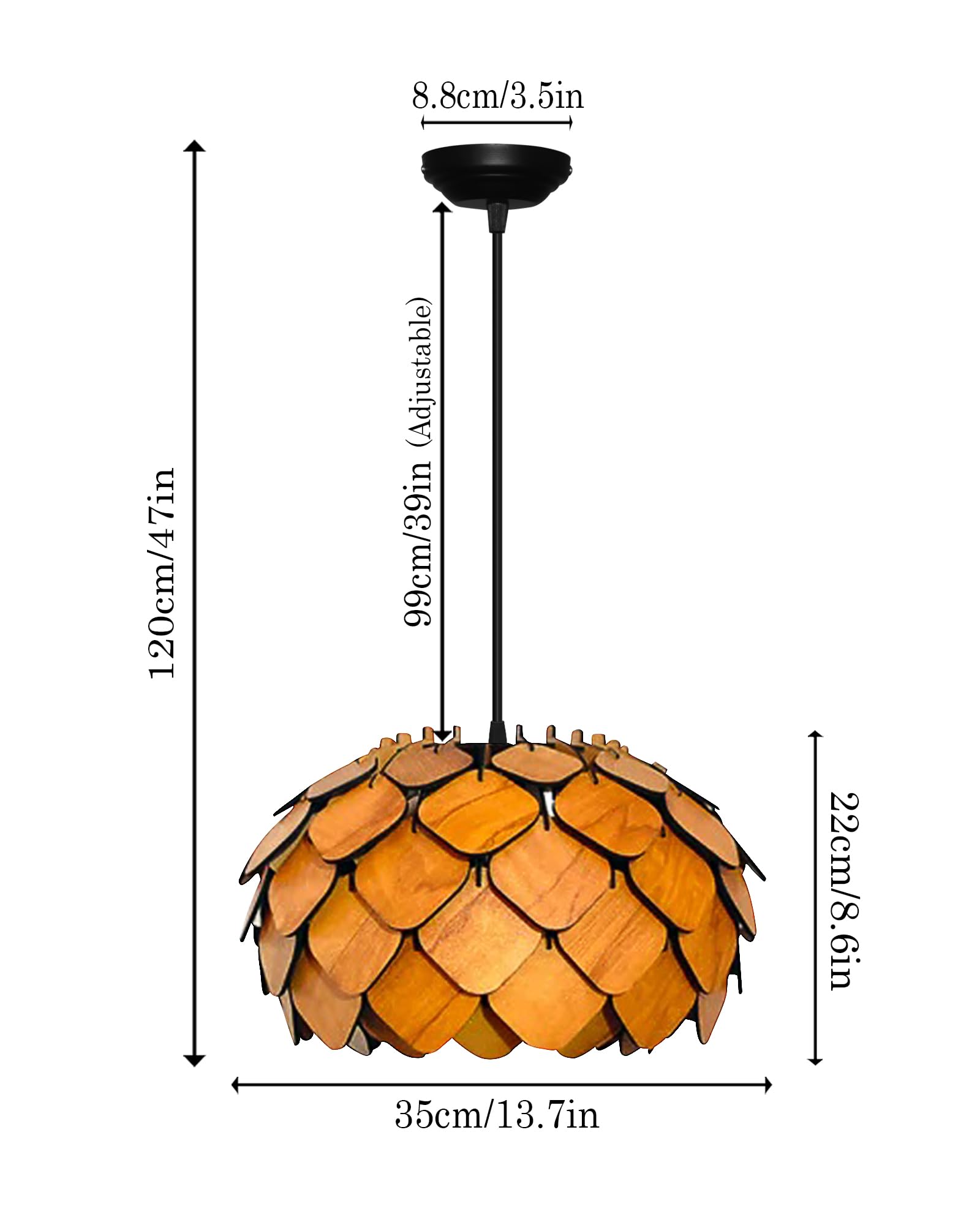 Homesake® Handcrafted Wooden Pendant lamp, Design Ceiling lamp,Hanging lamp Home decor Chandelier Light | E27 Bulb Included | Decoration for restaurants, Hotel, Home,Bedroom, Dining & Café