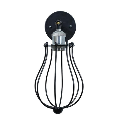 Vintage Wall Sconce Industrial Lighting Adjustable Socket Rustic Wire Metal Cage Fixture Porch Mirror, Antique