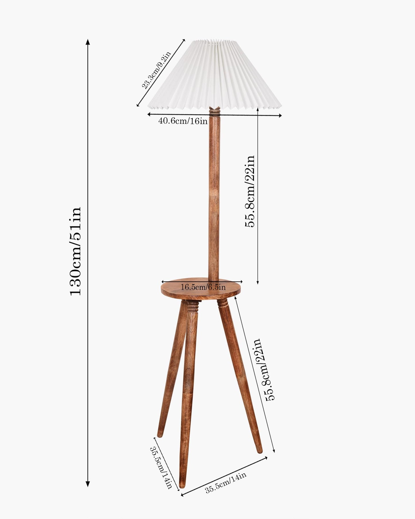 Table,Tripod Wooden Floor Lamp, Mid Century Standing Lamp, E27 Lamp Base, With Shade Modern Design Floor Reading Lamp for Living Room Bedroom, Study Room and Office