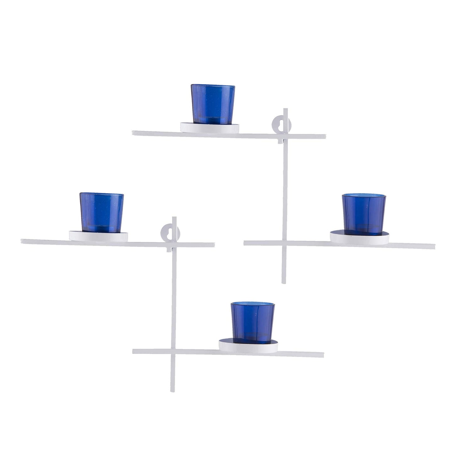 Homesake® White Scorching Ladder with Pair of Votive Green Wall Hanging Candle Tealight Holder, Set of 2