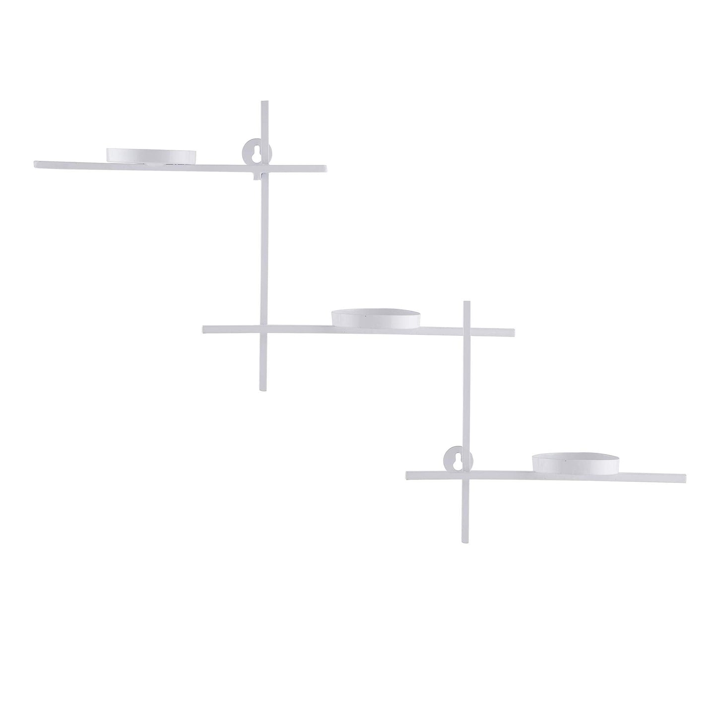 Homesake® White Scorching Ladder with Six Votive Blue, Wall Hanging Candle Tealight Holder, Set of 2