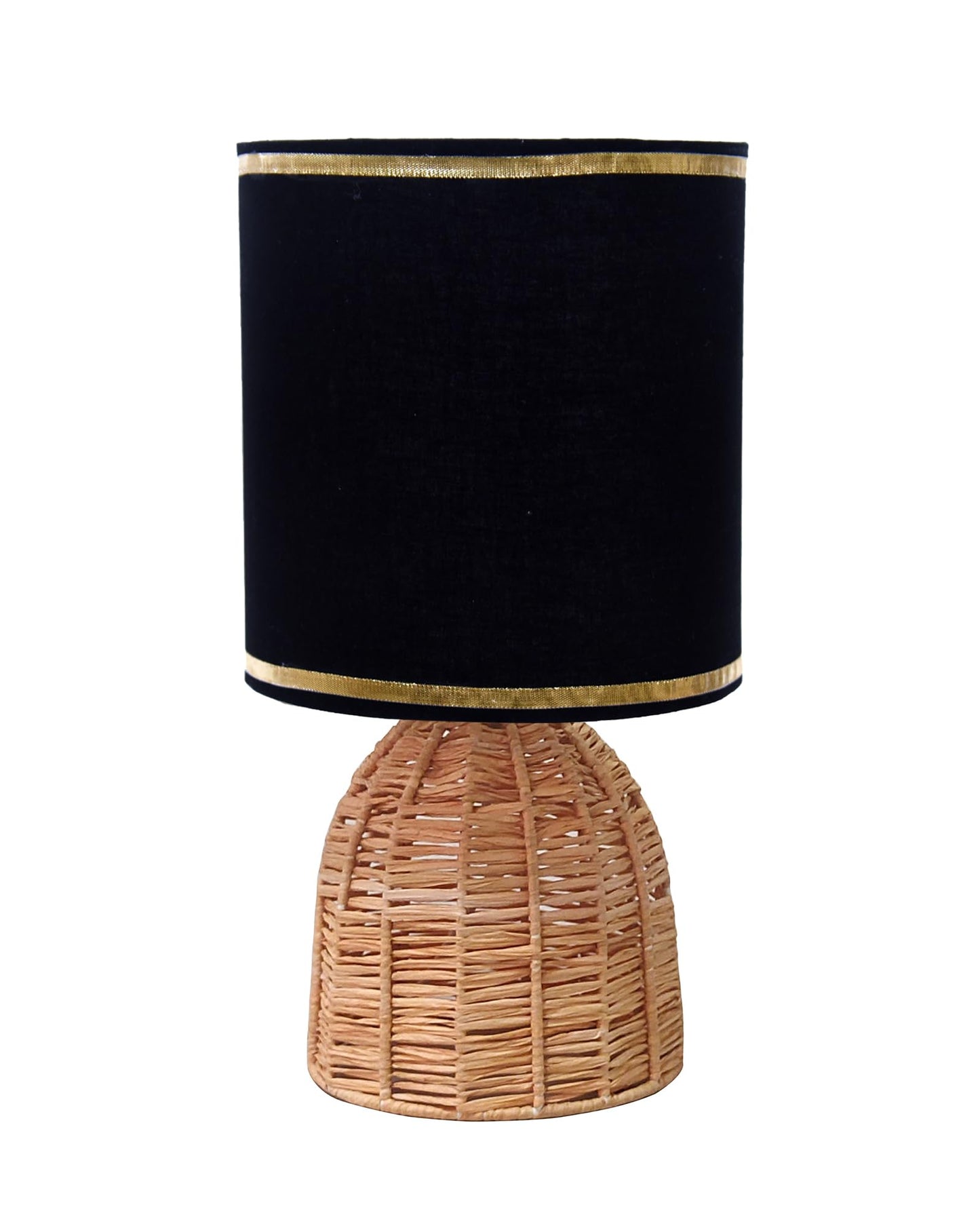 Homesake® Raffia Rattan Table Lamp with Fabric Shade, Small Nightstand Lamp, Natural Wicker Bedside Lamp for Bedroom, Living Room, Study & Home Décor, Livra Collection | E27 Holder