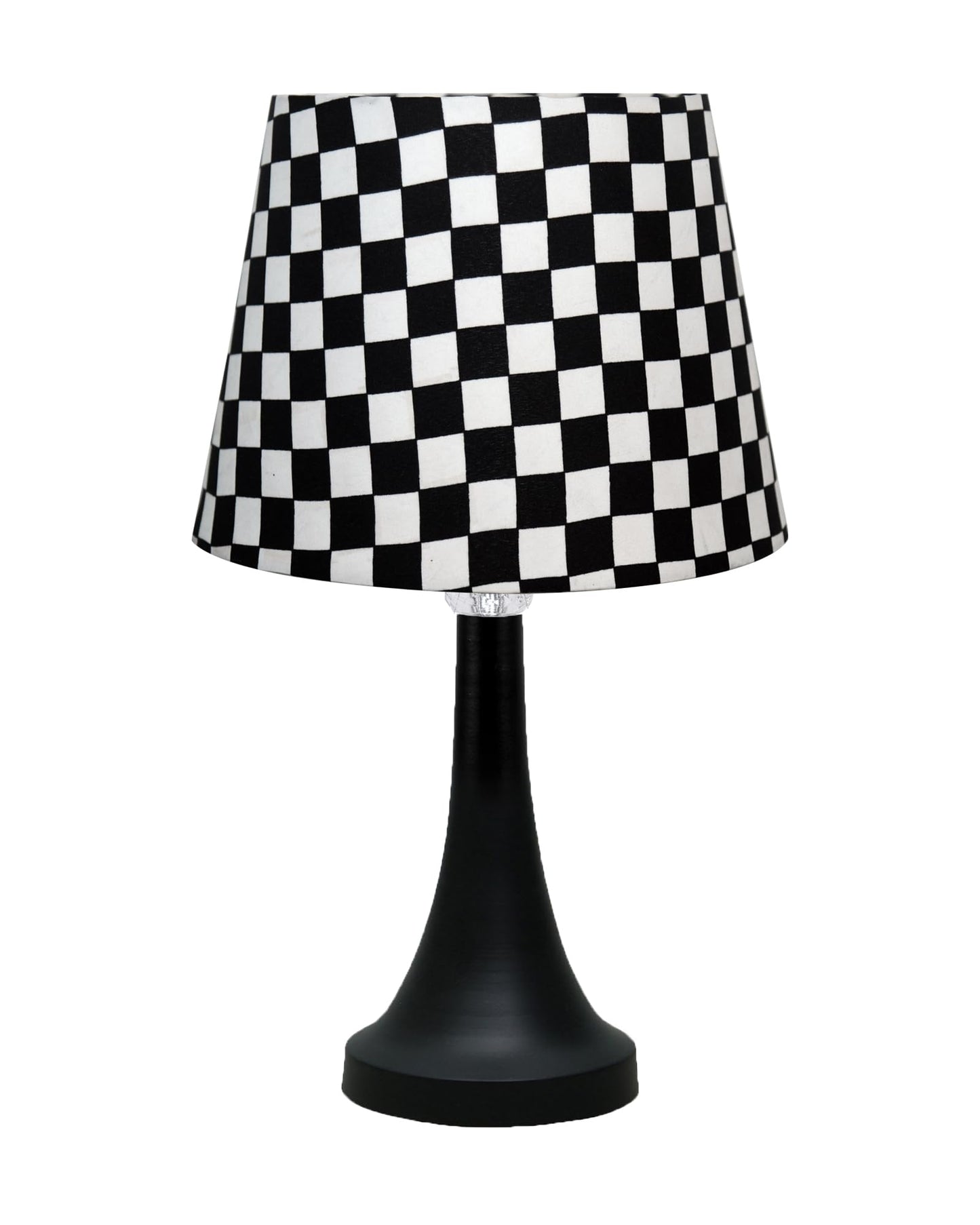 Bedside Black Metal Table Lamp with Fabric Shade, E27 holder, Cone, Pleated Jute Shade