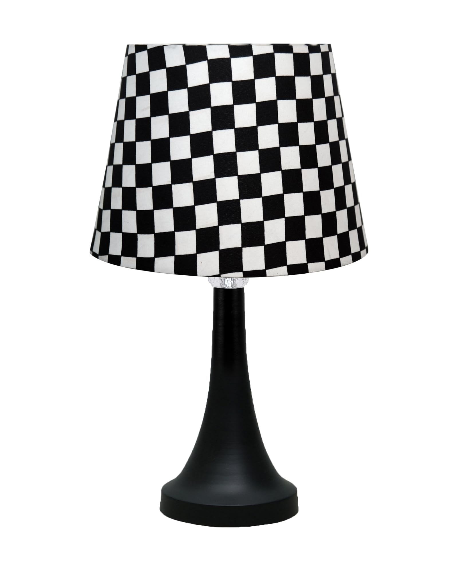 Bedside Black Metal Table Lamp with Fabric Shade, E27 holder, Cone, Pleated Jute Shade