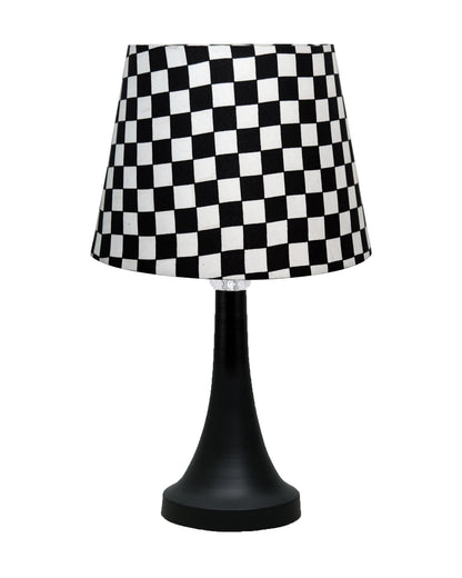 Bedside Black Metal Table Lamp with Fabric Shade, E27 holder, Cone, Pleated Jute Shade