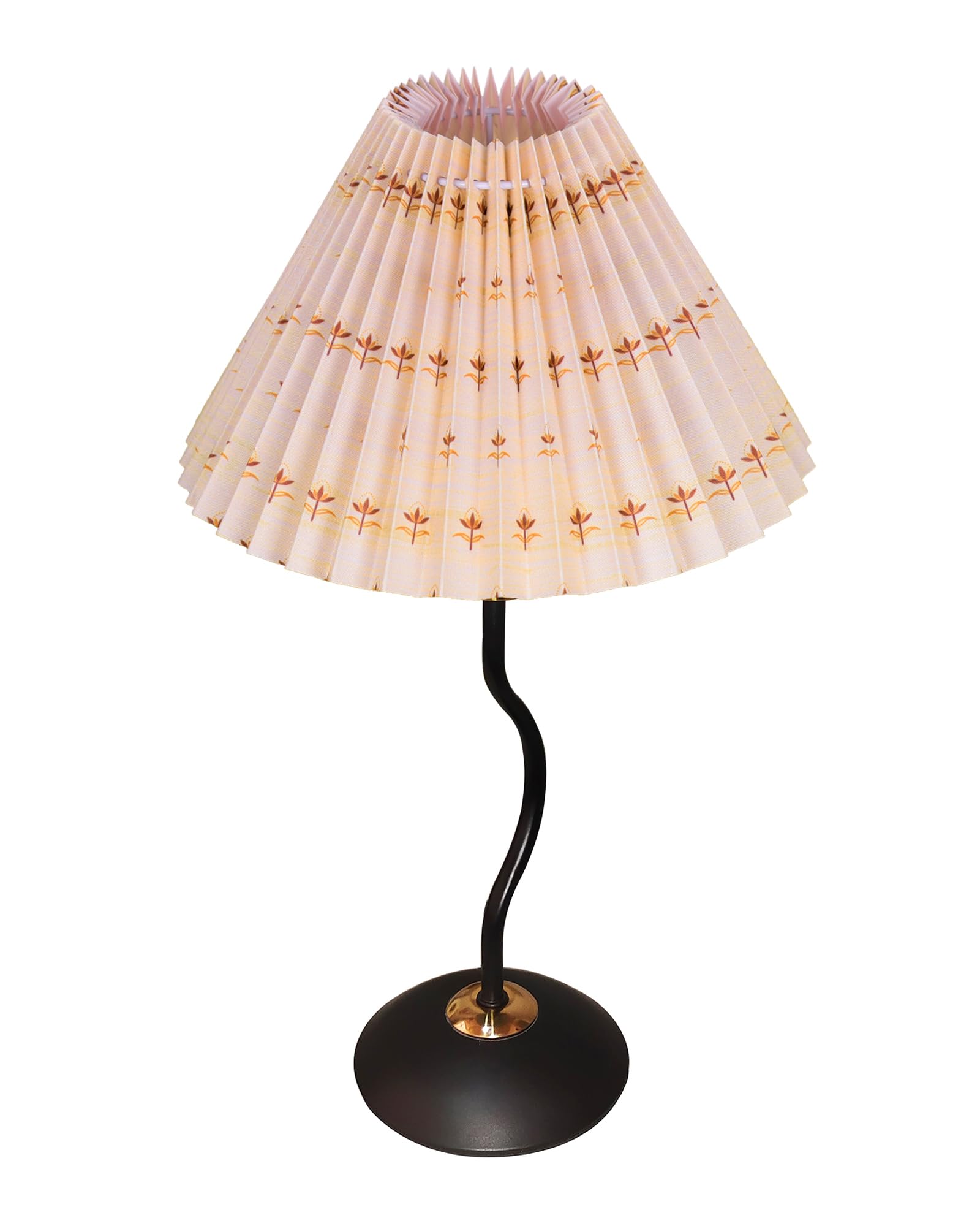 Homesake® Matt Black Twister Small Table Lamp, Modern Bedside Nightstand, Lamps | Desk Accessories | Metal Base for Bedroom, Home Office, Living Room, Kids Dorm, E27 Holder, Pleated