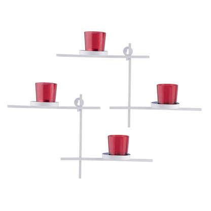 Homesake® White Scorching Ladder with Pair of Votive Red Wall Hanging Candle Tealight Holder, Set of 2