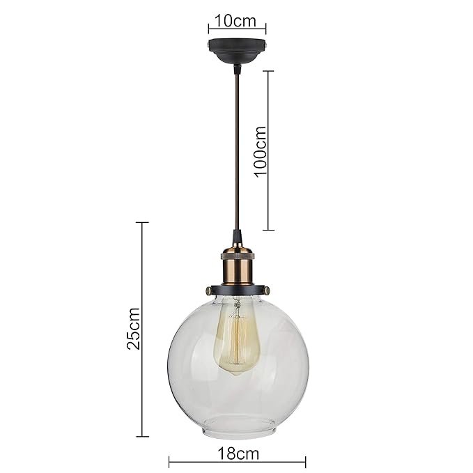 Industrial Kitchen Glass Globe Pendant Light , Antique Filament Hanging Ceiling Fixture