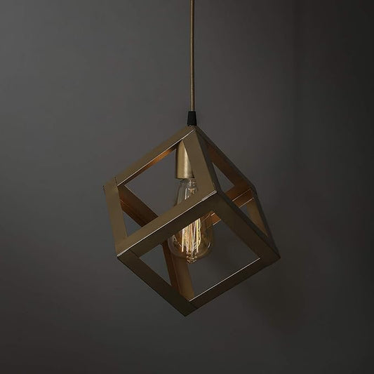 Edison Filament Hanging Golden Cube 6", E27 Holder, Decorative, URBAN Retro, nordic style, LED/filament bulb