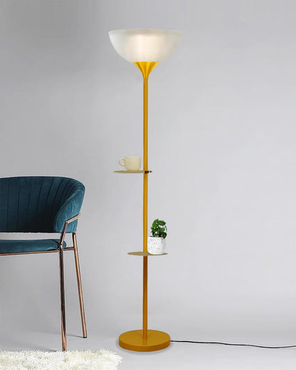 Homesake® Sky Dome Standing Lamps with Acrylic Shade | Modern Floor Lamp for Living Room, Bedrooms, Corner Lamp for Living Room | Standing Lamp (Duo Shelf)
