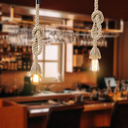 Homesake® B018 Edison Vintage Rope Hanging Ceiling Light (Black), Set of 2, Bulb not included