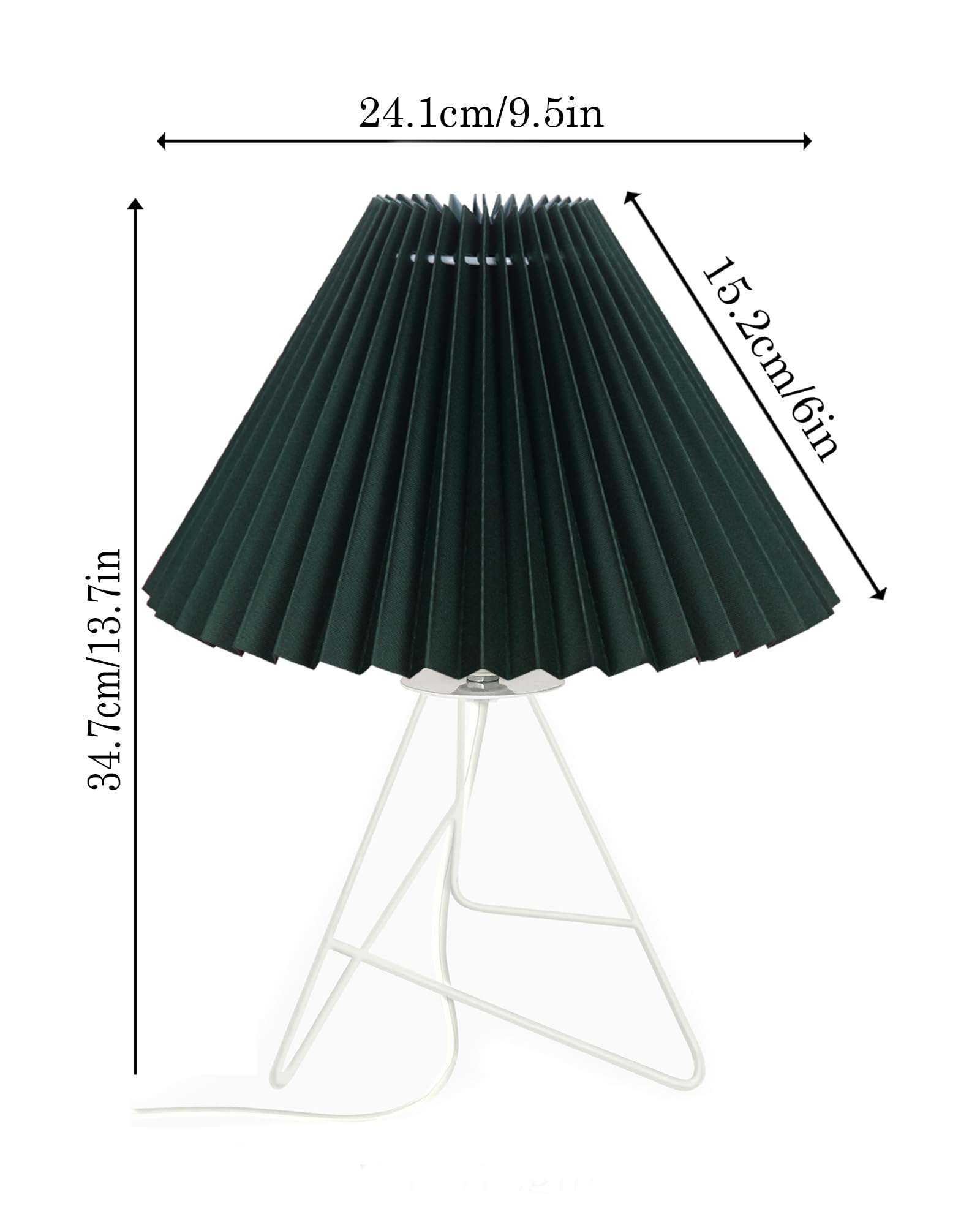 Retro Down to the Wire Metal Table Lamp with Fabric Shade, Bedside Lamp Gift Housewarming Home Living Room, Pleated shade