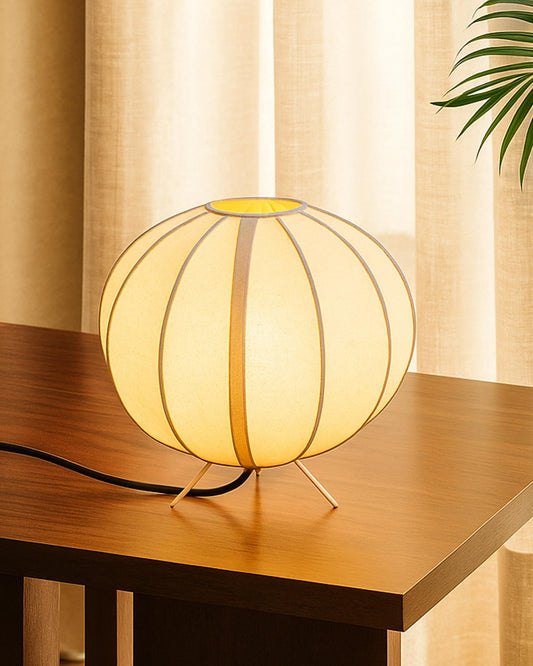 Homesake® Traditional Style Design Living Room Silk Fabric Table Lamp for Home and Hotel Decoration Ball Shade Silk Restaurant Table Lamps White