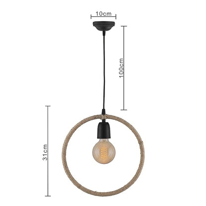 Modern Metal Pendant Lights Hemp Rope Decor Hanging Lamp E27 Loft Ceiling Light with filament bulb