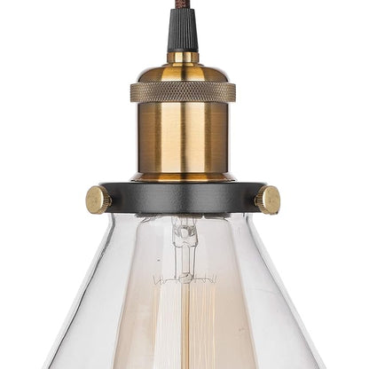 3-Lights Round Cluster Chandelier Modern Glass Cone Shaped Hanging Light, Antique Socket, E27 Holder, Decorative, Copper, URBAN Retro, Nordic Style