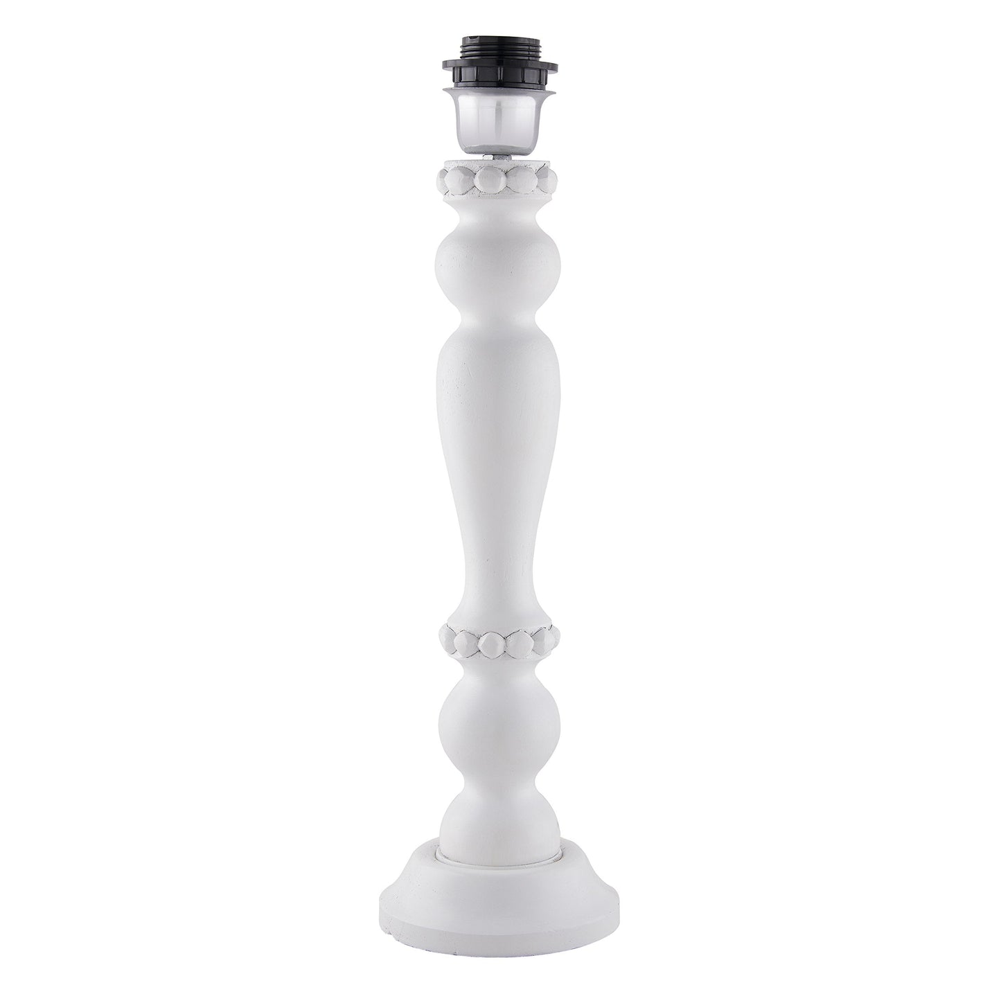 Homesake® Eureka Polka White Wood Table Lamp with White Drum Shade for Living Room, Home Decor, Bedroom