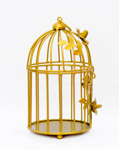 Homesake® Candle Holder | Tealight Holder for Home Décor, Living Room, Table Décor, Pooja Candle Stand Lantern, Room, Diwali Decoration, Wedding & Festival Gift, Metal Birdcage Design, Golden
